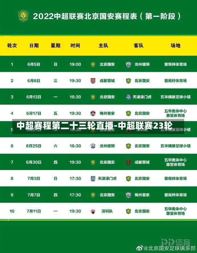 中超赛程第二十三轮直播-中超联赛23轮
