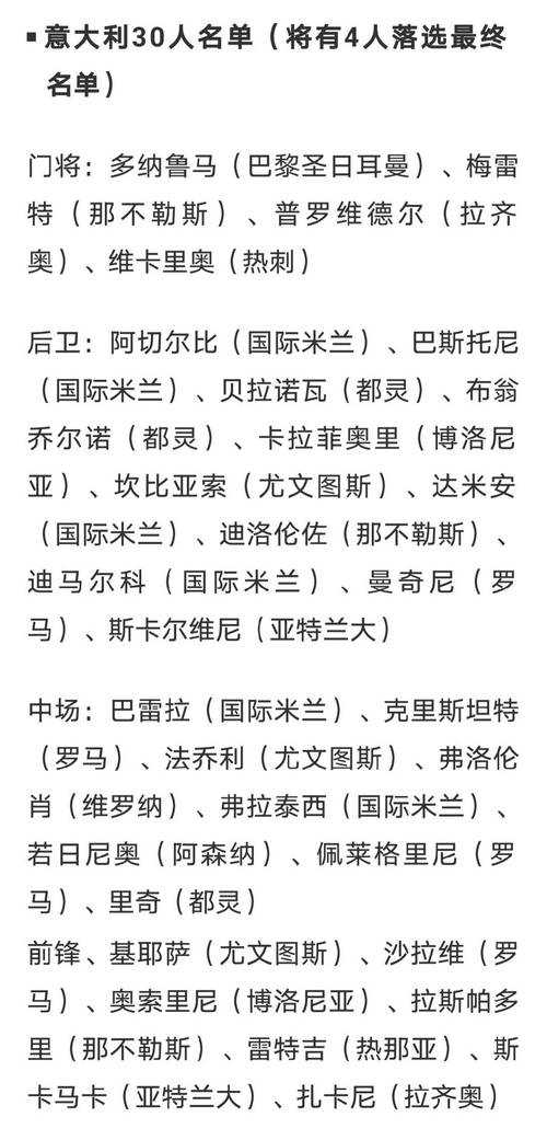 意大利欧洲杯人员名单最新-意大利欧洲杯球员名单