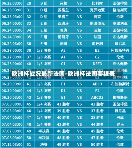 欧洲杯战况最新法国-欧洲杯法国赛程表