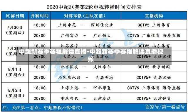 中超新赛季赛程解读直播-中超新赛季赛程解读直播视频